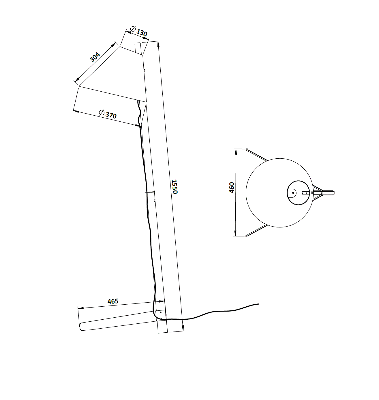 Abmessungen_S 8116 Stehleuchte